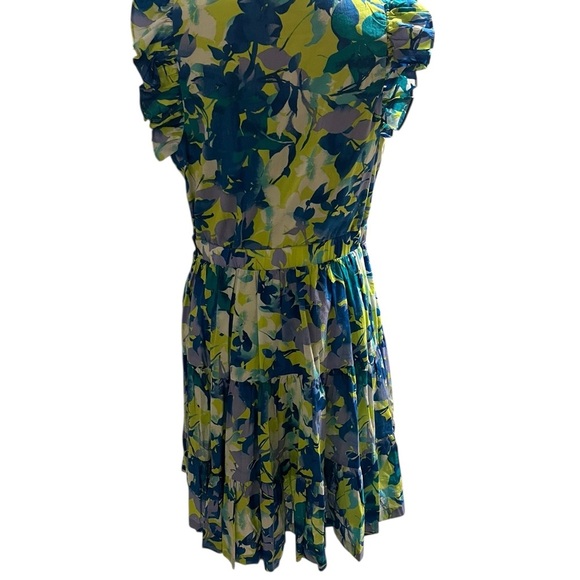 Taylor Blue and Yellow Floral Mini Dress Size M - Picture 2 of 6